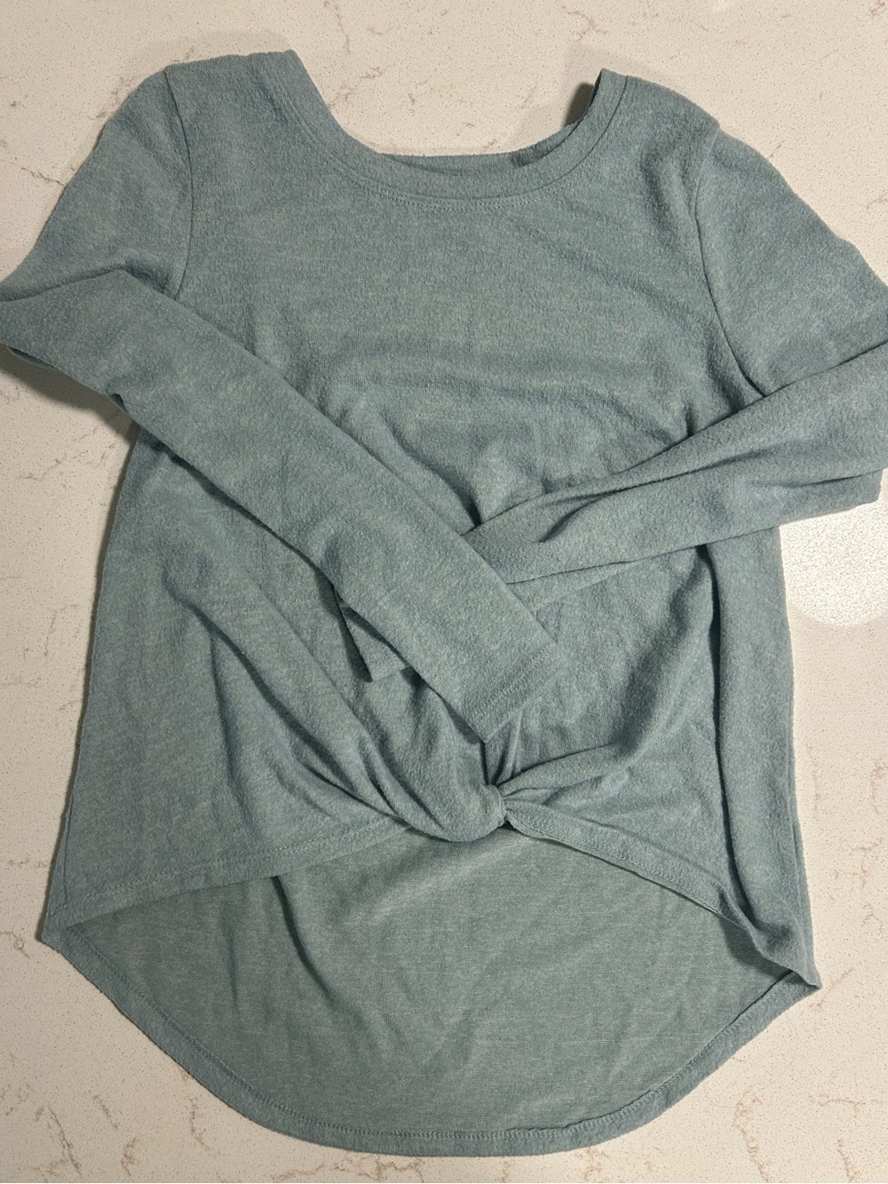 SO Long-Sleeve Twist-Front Tee in Dusty Teal